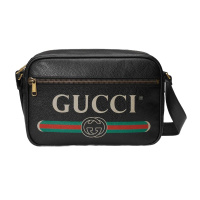 GUCCI 古驰 男士黑色皮质斜挎包 邮差包 523589-0QRAT-8163