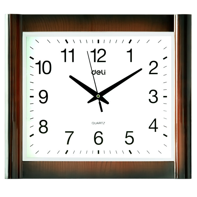得力(deli)9008 简约现代方形时钟 电子时钟挂钟客厅钟表办公静音钟