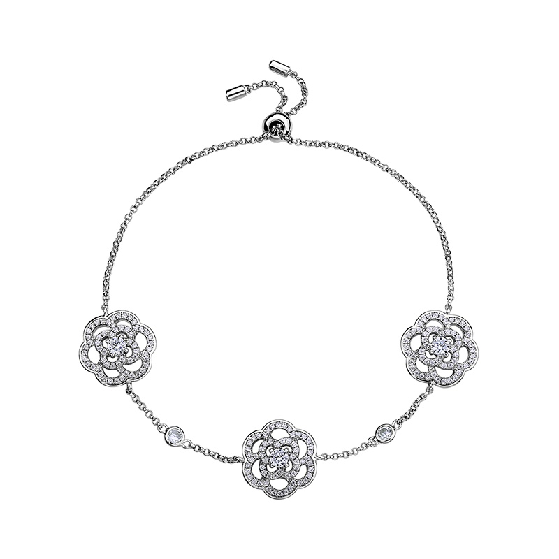 DTOTO [生日礼物]气质百搭 925银饰品首饰山茶花银手链