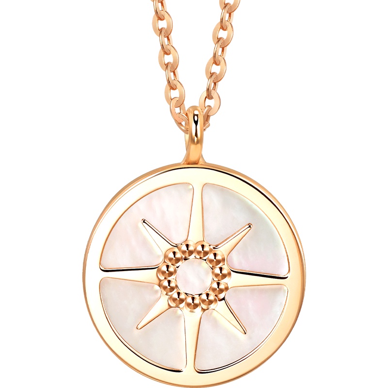 周生生(CHOWSANGSANG) 18K红色黄金薄荷系列贝母星芒项链91876N 定价