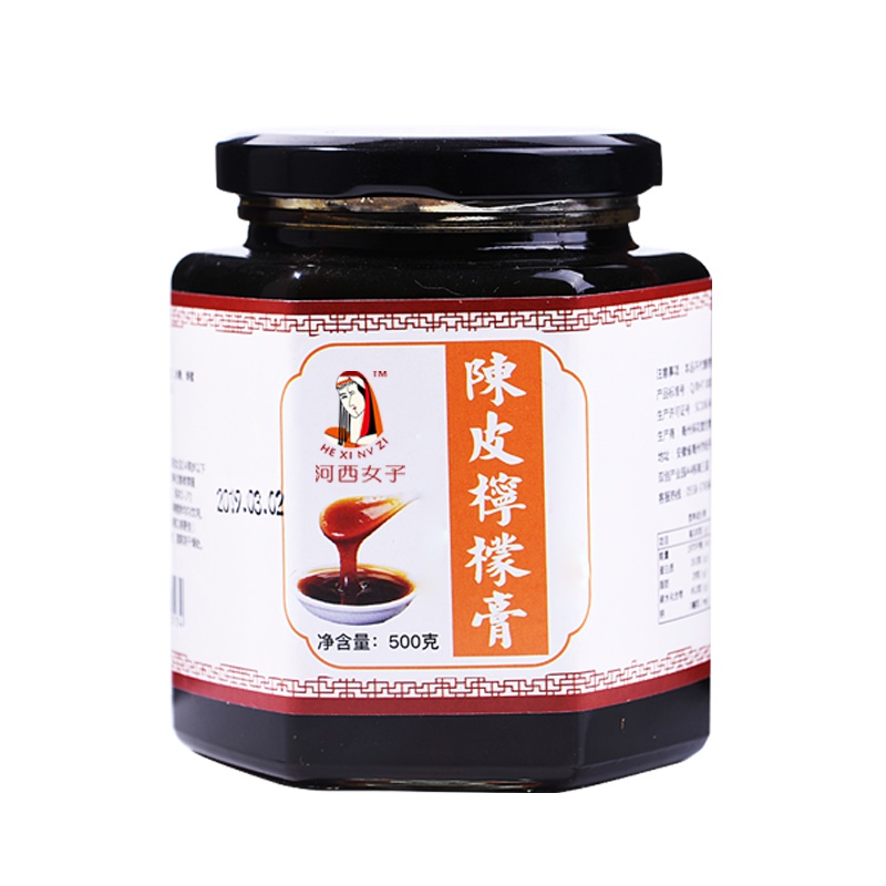 河西女子 陈皮柠檬膏500g/瓶 纯手工玻璃瓶密封装古法熬制缓咳润嗓养生茶