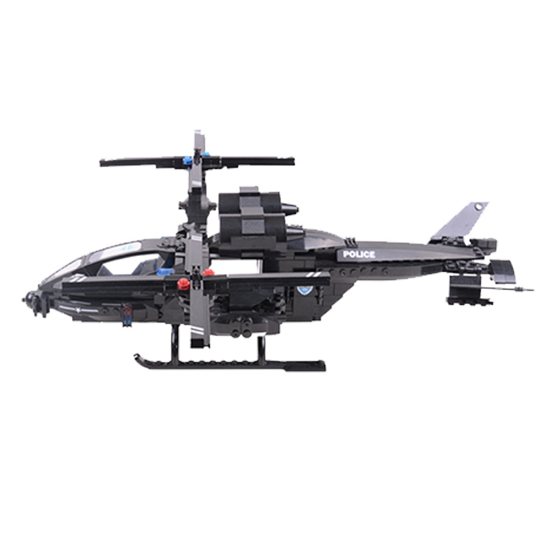 沃马儿童积木模型玩具特警系列猎鹰号武装直升机C0531