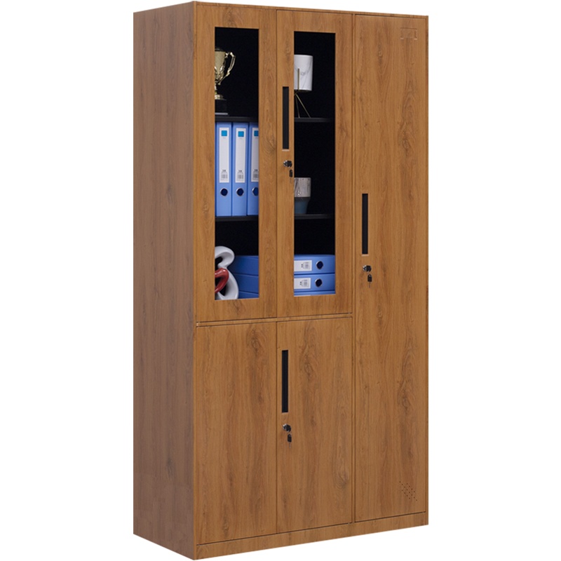 震海 木纹红五门器械文件柜带更衣柜办公柜木纹色档案资料柜办公柜类钢制加厚办公室储物柜