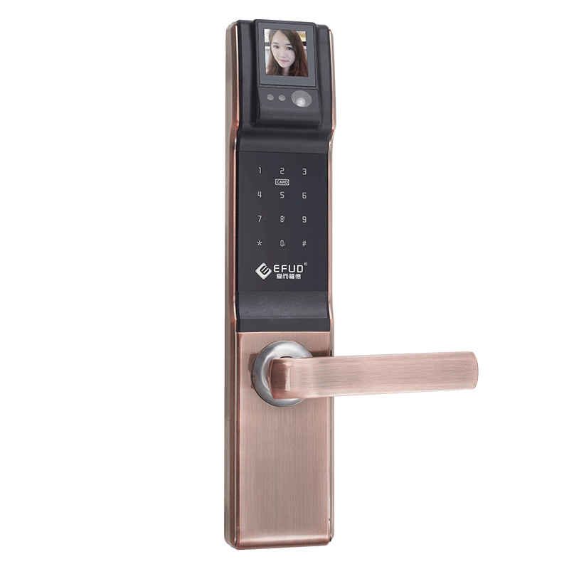 爱而福德 指纹锁密码智能门锁通用型 家用防盗门人脸识别TFT高清显示8108