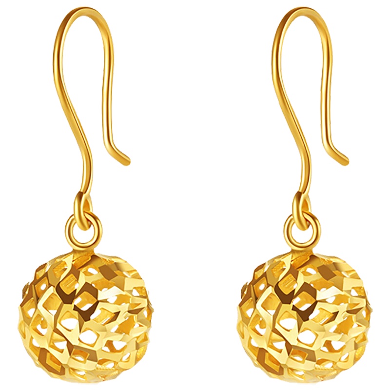 佐喜佑福 黄金耳饰女款999足金耳饰圆球送老婆送女友生日礼物 金重约3.75-3.8克 CLCYYF1020DC