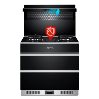 荣飞（Rongfei）体感集成灶一体灶台下排侧吸式油烟机厨房环保灶台自动清洗家用消毒柜套装750款（液化气）