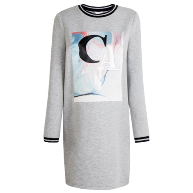 【福利款】拉夏贝尔冬款字母绣花圆领针织H型连衣裙