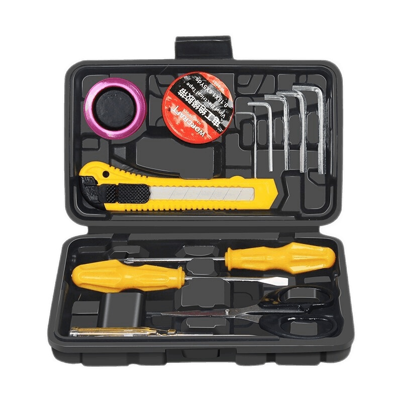 安捷顺家用工具箱五金工具套装电钻冲击钻套装多功能家用电工木工电讯维修工具组合套装 家居便携13件套