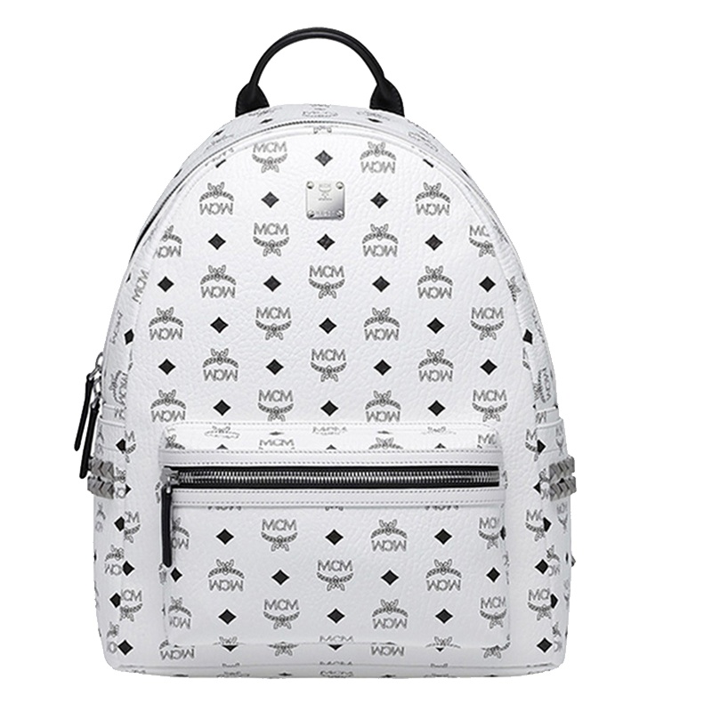 【直营】MCM Stark 系列 欧美时尚涂层帆布通用侧铆钉中号 双肩背式双肩包女包