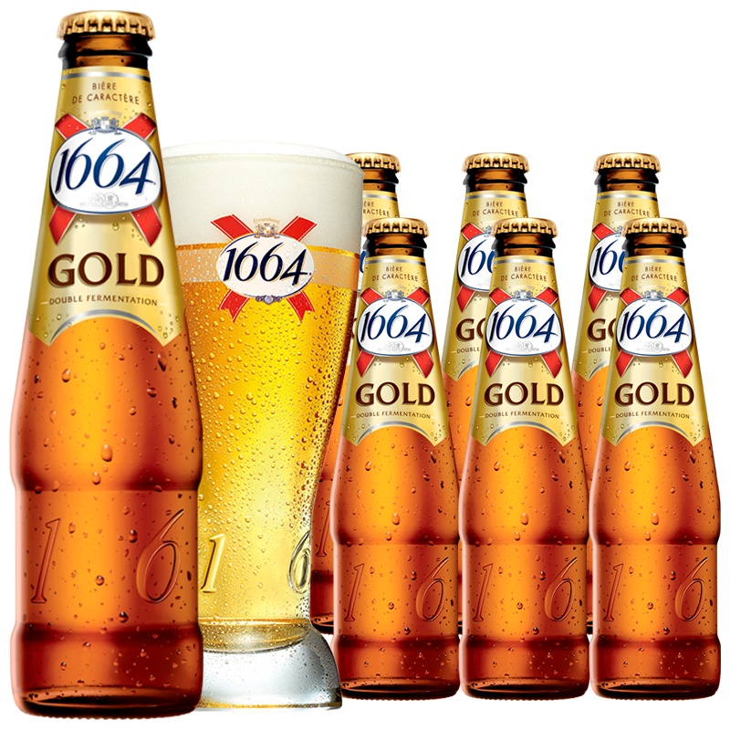 法国原装进口1664金啤GOLO啤酒克伦堡凯旋250ml*6瓶装