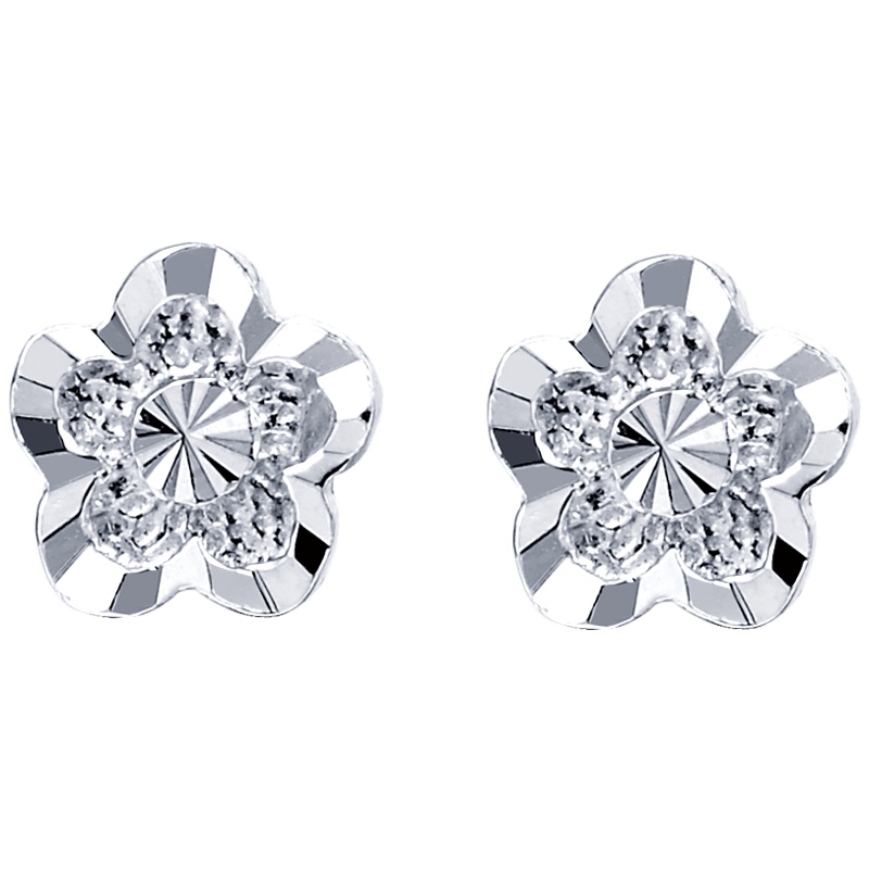 周大福首饰五瓣花PT950白金/铂金耳钉PT124476