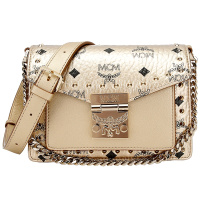 MCM奢侈品新款女士Patricia系列棕色经典铆钉迷你单肩斜挎包风琴包礼物送女友MWRAAPA04CO001