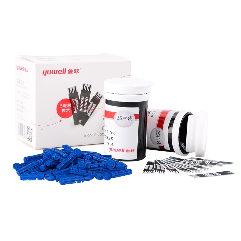 鱼跃(YUYUE)血糖试纸 580,590 家用智能全自动免调码国产糖尿病测血糖试纸国产(100片试纸+100支采血针)
