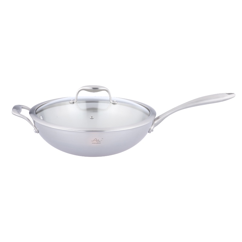 丰谷厨具 厨房用品 锅 304不锈钢炒锅 无涂层 物理不粘锅 三层钢炒锅 平底锅 家用炒菜锅 所有炉灶通用 30cm