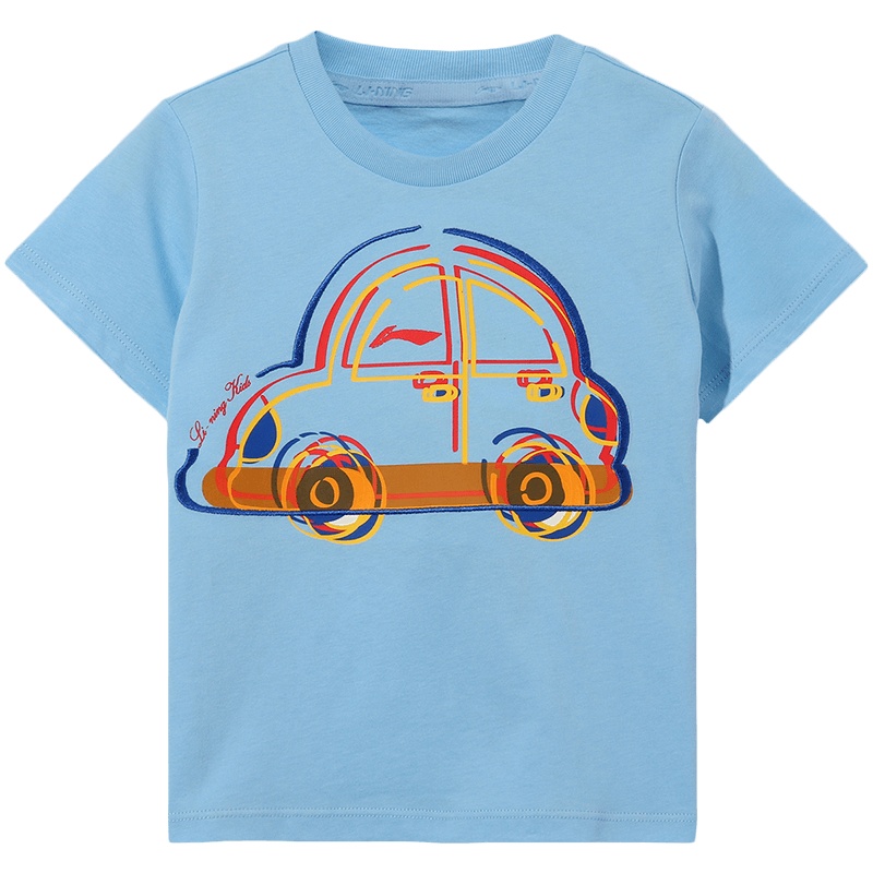 李宁童装短袖男小童3-6岁夏季旗舰官方套头圆领上衣男孩休闲t恤