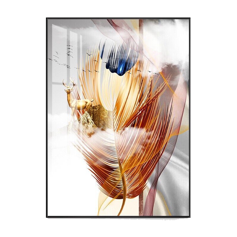 墨斗鱼 北欧风格客厅装饰画现代简约墙画壁画沙发背景墙轻奢挂画三联画 A款 40*60cm(铝合金框+晶璃画)