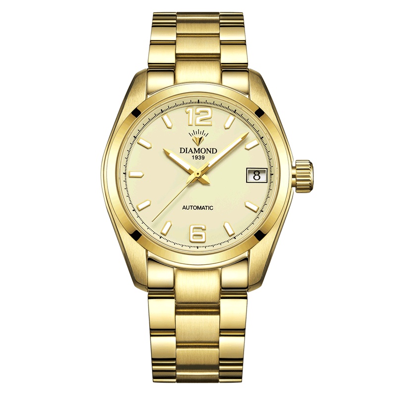 上海钻石牌手表男士自动机械表男表6102防水时尚腕表夜光日历手表机械表