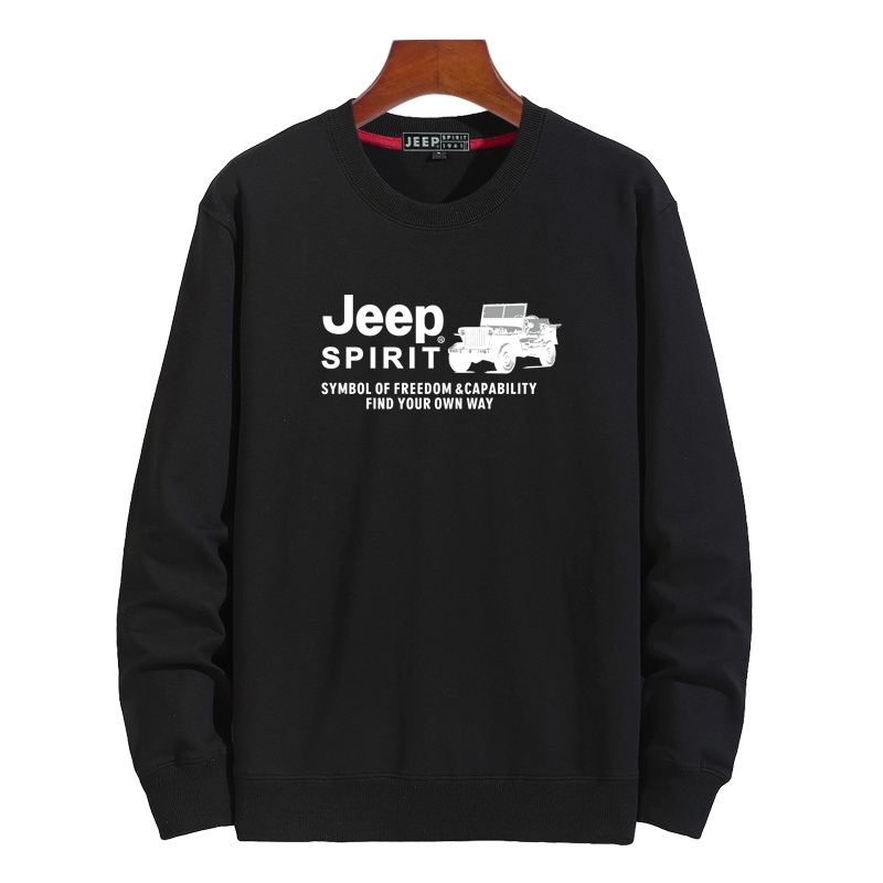 JEEP吉普圆领卫衣大码男士春秋季套头宽松上衣情侣潮加肥加大外套