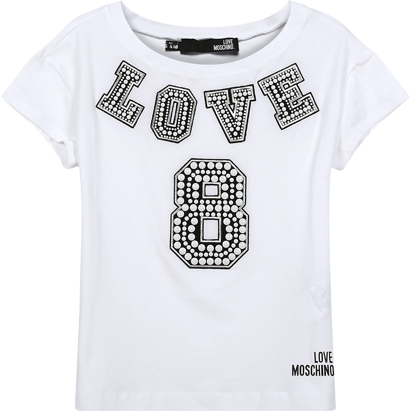 LOVE MOSCHINO 爱 莫斯奇诺 女士 LOVE图案棉质圆领短袖T恤 W4F30 46 E2011