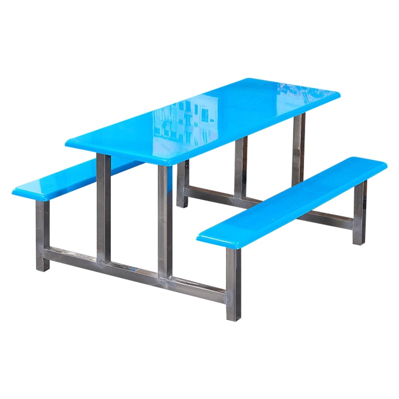 汉诺鑫威不锈钢餐桌连体餐桌椅组合学校食堂员工小吃店快餐桌椅4人6人8人6人位玻璃钢餐桌