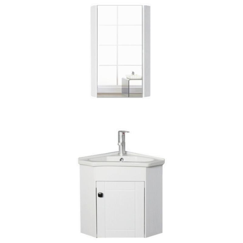 实木三角洗脸盆柜组合 小户型陶瓷洗手盆橡木转角浴室柜洗漱台定制安心抵