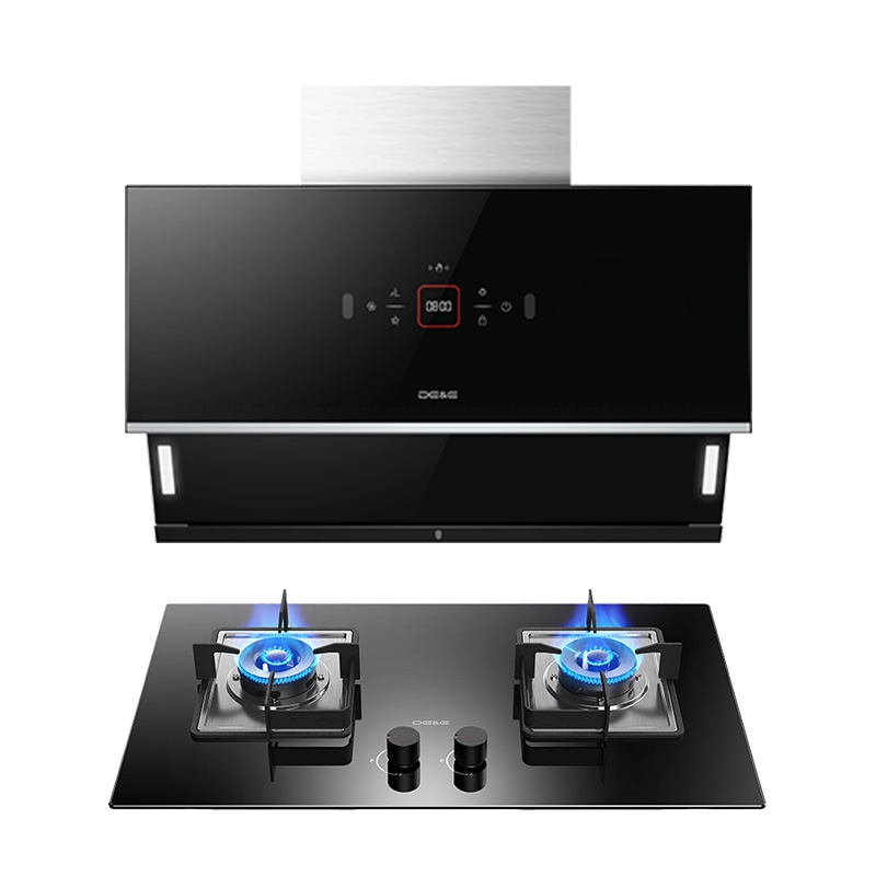 德意(DE&E)21立方侧吸式大吸力烟灶套餐 触控式抽油烟机燃气灶具烟灶套装858A+301A液化气