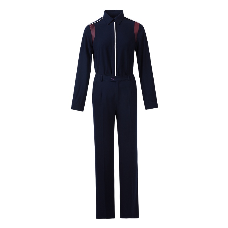 晩白 新品套装单排扣衬衫纯色高腰阔腿裤长裤职业两件套