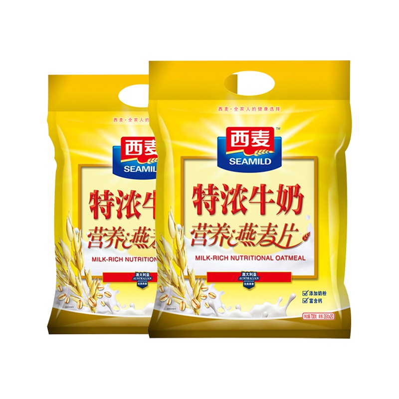 西麦(SEAMILD) 特浓牛奶营养燕麦片 700g*2袋装 独立小包 即食免煮 冲饮麦片 营养谷物早餐