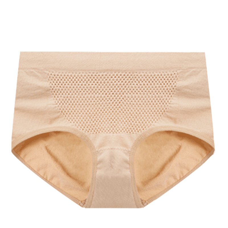 浪莎3条女士内裤蜂窝暖宫无痕中腰提臀内裤