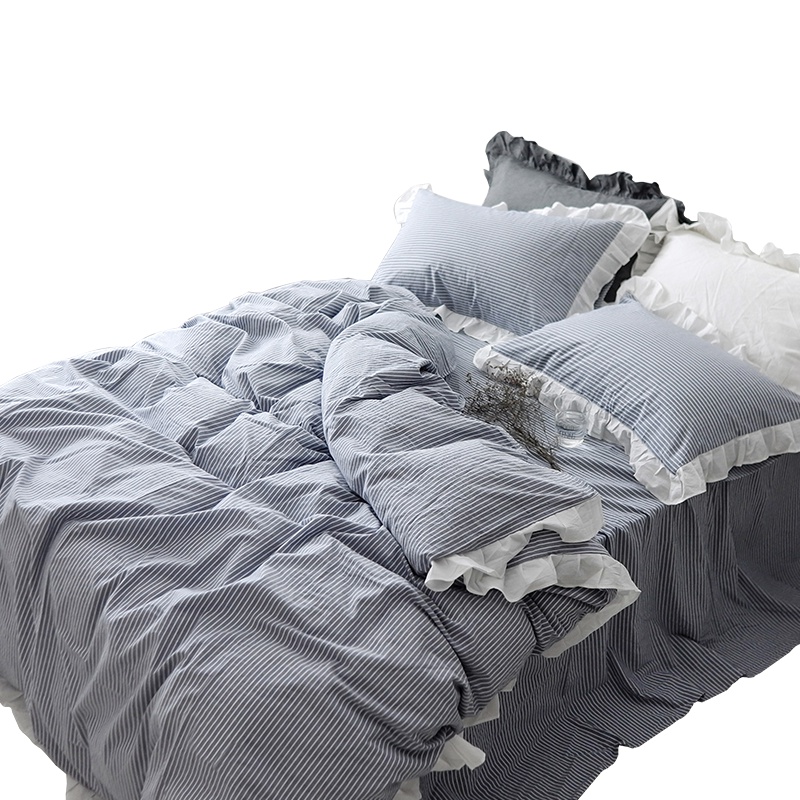 凯诗风尚 (CHARSON)全棉四件套 雪莉儿色织水洗棉四件套 床品套装床品套件 粉白条纹 200*230cm