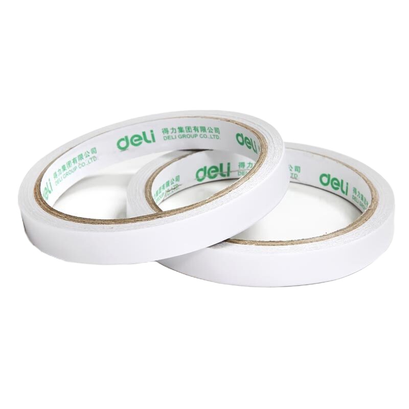 得力（deli）30401棉纸双面胶带12mm*10y*80um白色 24卷/袋