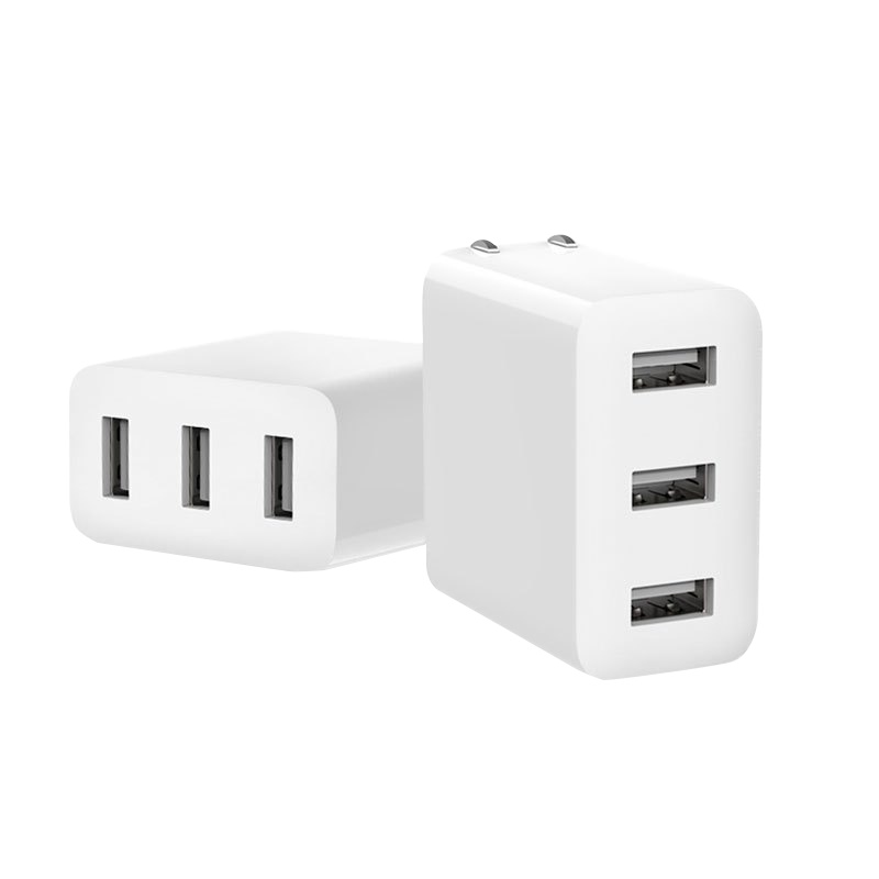突破(TOP)TU3015电源适配器通用充电头USB充电器2A三位USB快充插头充电头转接插头/转换器/插座/接线板白色