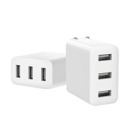 突破(TOP)TU3015电源适配器通用充电头USB充电器2A三位USB快充插头充电头转接插头/转换器/插座/接线板白色