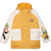 Paul Frank/大嘴猴冬季新款羽绒服女潮拼接卡通印花连帽外套