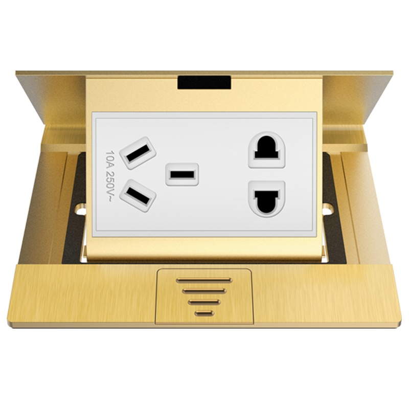 欧奔(EUROB)家用隐藏式全铜防水缓弹阻尼地插座五孔地插网络地板地面插座