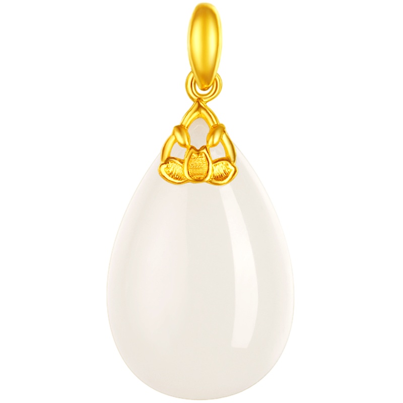 金一国囍足金莲悦女士款和田玉吊坠赠银链(定价)ZJDZ069