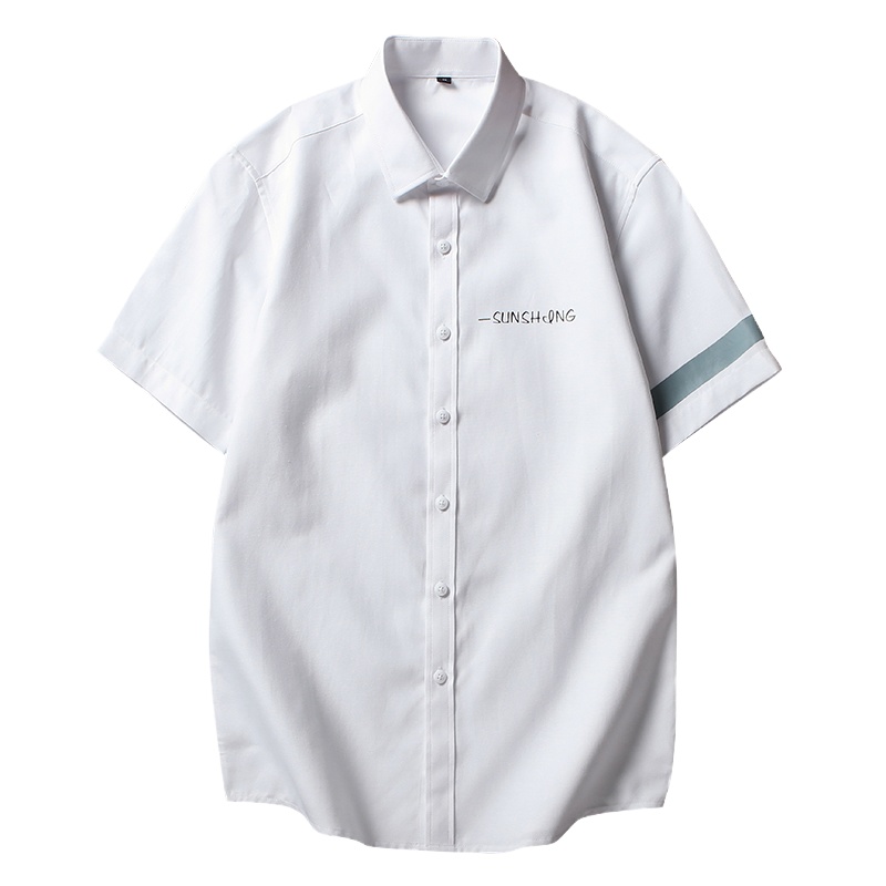 LEEVIRHINO2021年夏季新款男士棉质短袖衬衫男式中青年商务休闲纯色寸衫大码打底衫男士衬衣外套男装潮款衣服