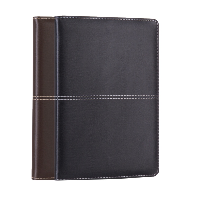 得力 3324 25K 114张 磨砂商务皮面本 办公会议记事本笔记本子文具 黑色 棕色