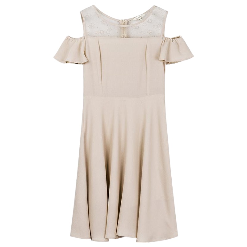 拉夏贝尔连衣裙露肩夏装新款流行智熏裙法式桔梗裙a字裙子超仙女森系