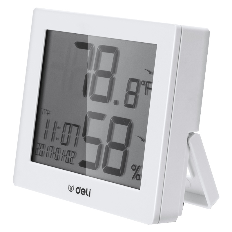 得力 8813 电子温湿度计室内多功能高精度静音温度计家用办公婴儿房