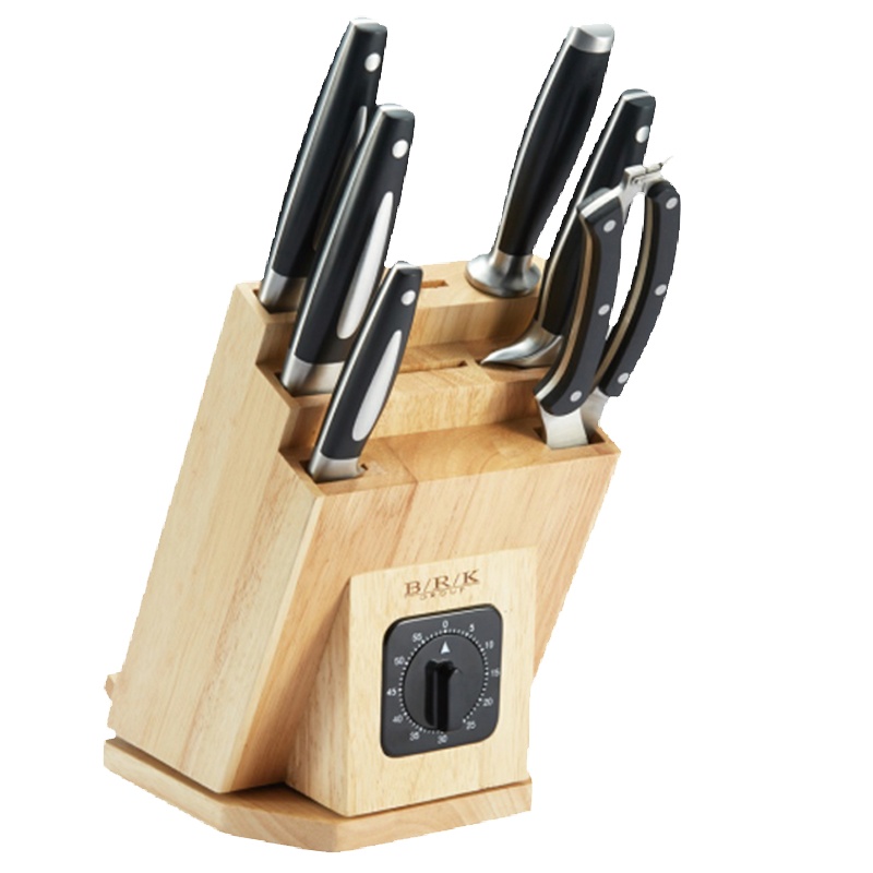 BRK Germany德国厨具奥伯豪森刀具七件 全套厨房刀具 德国钼钒钢切菜刀斩骨刀三德刀水果刀厨房剪磨刀棒旋转橡木刀座