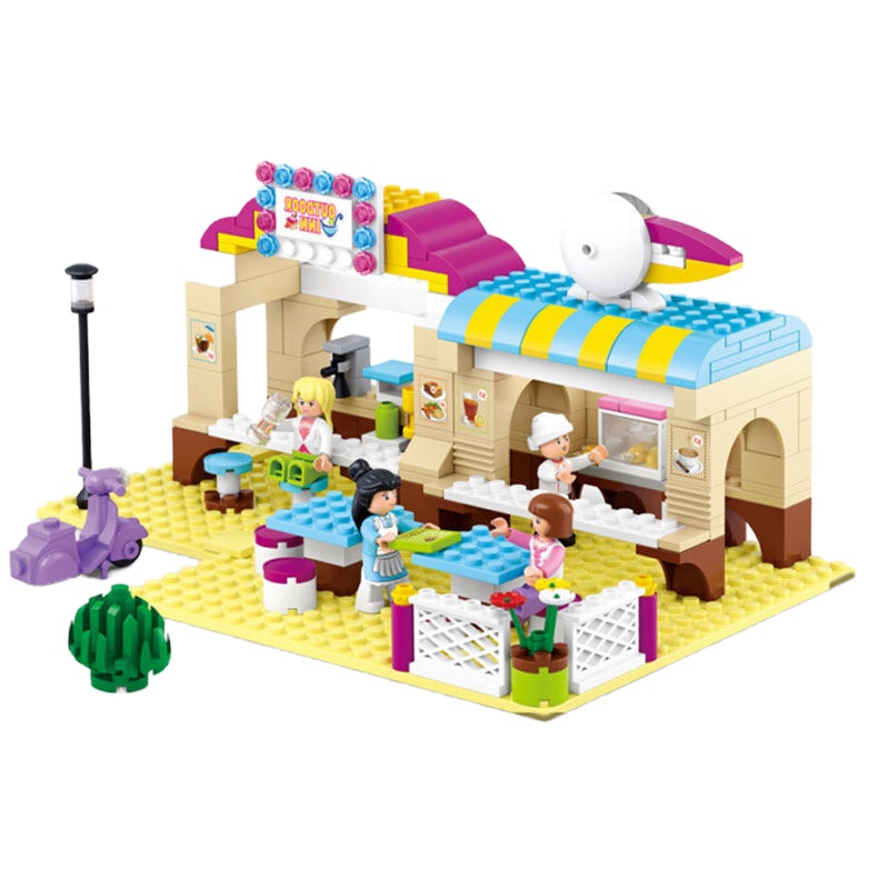 小鲁班 粉色梦想系列公主城堡女孩积木拼装玩具 露天餐厅B0530