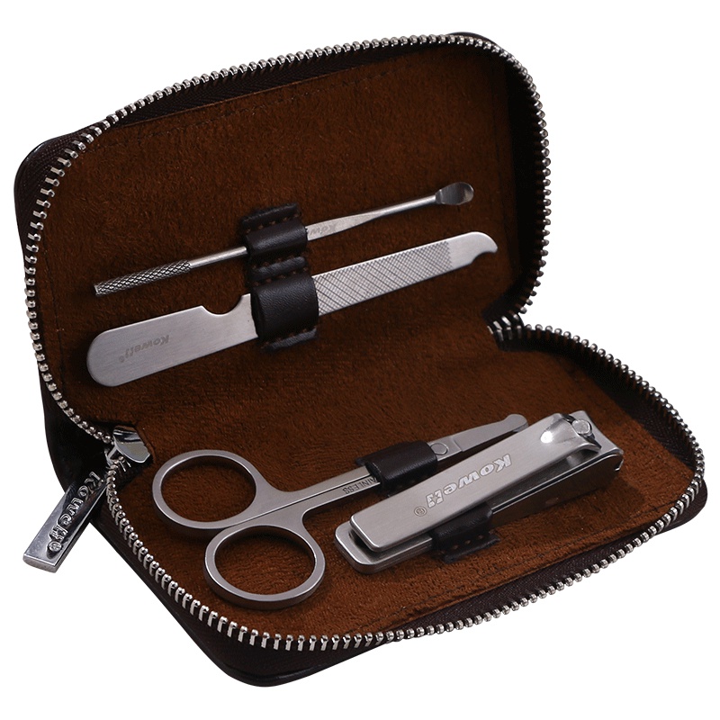 韩国进口指甲刀套装 KB402啡 指甲剪平口指甲钳