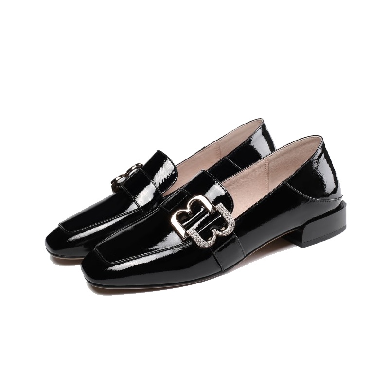 格瑞迪欧牛皮软皮平底女单鞋春季新款英伦风小皮鞋女真皮粗跟一脚蹬乐福鞋68-13