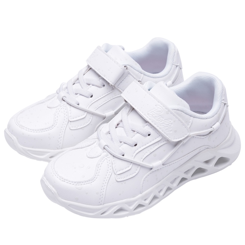 芭比童鞋女童运动鞋2019新款秋季时尚学生鞋子减震儿童白色跑步鞋