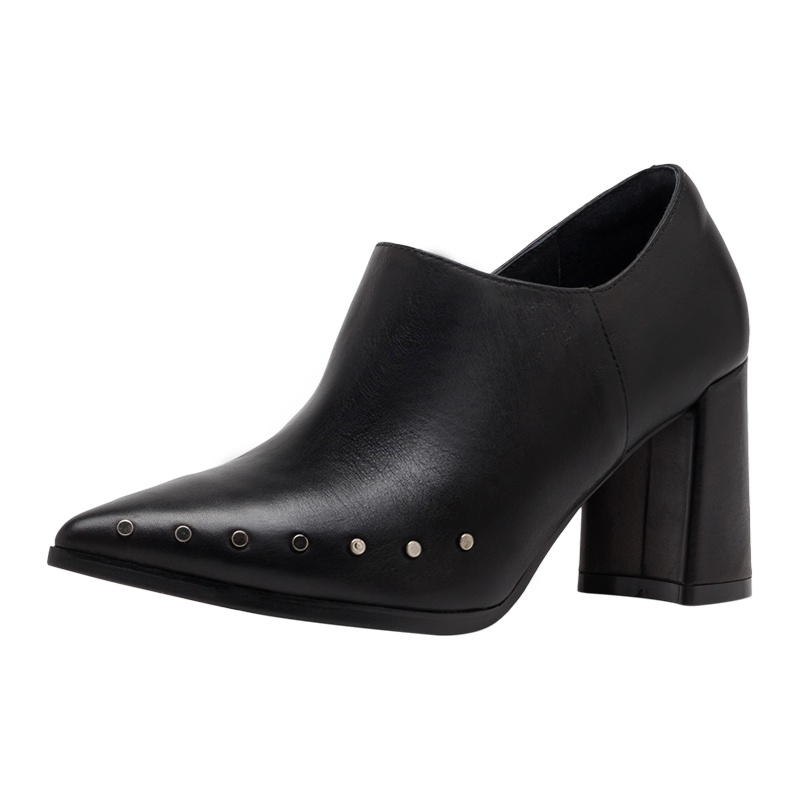 ST&SAT/星期六秋季新款尖头深口高跟粗跟单鞋女鞋SS93112101