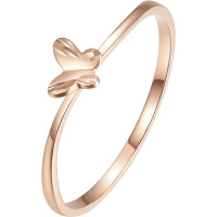 周大生彩金戒指女 正品18k玫瑰金蝴蝶女戒简约时尚新款AU750指环