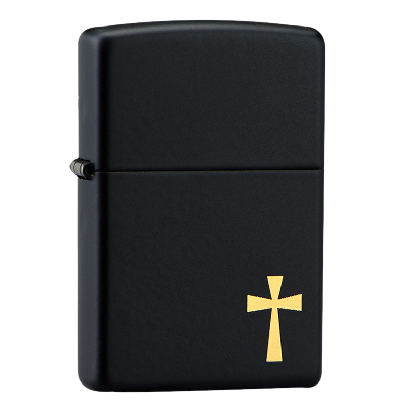 美国ZIPPO打火机 芝宝 哑漆 黑金十字 24721 男士礼品