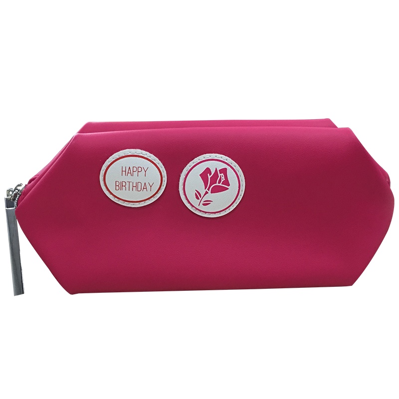 LANCOME 兰蔻玫红色勋章手拿化妆包