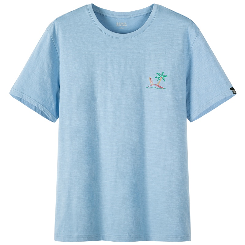 森马短袖T恤男生夏日度假椰林体恤背后印花休闲上衣潮